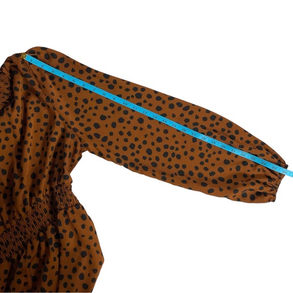 SHEIN Women’s Animal Print Long Sleeve Smocked Neck & Waist Midi Dress - Picture 10 of 12